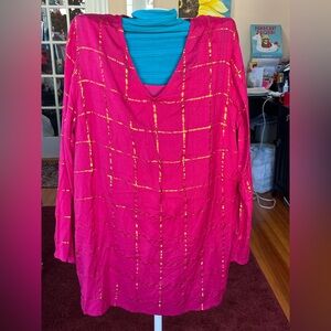 Vintage Original Anthony Fuchsia Grid Blouse